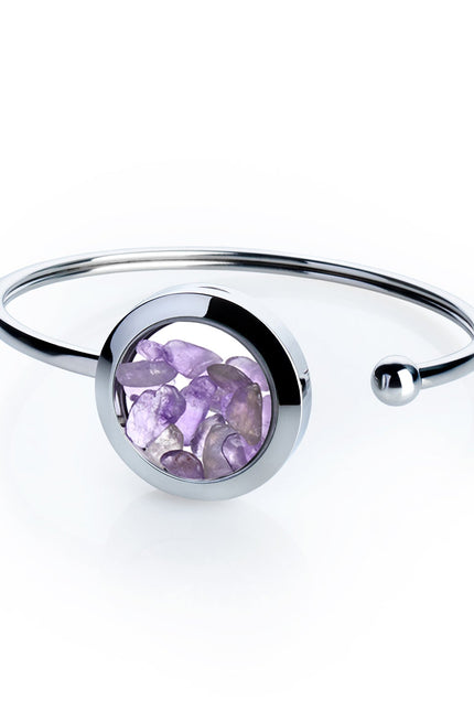 My Little Nature I Amethyst Crystal Cuff Bracelet – Handmade Stainless Steel Jewelry for Inner Peace and Strength