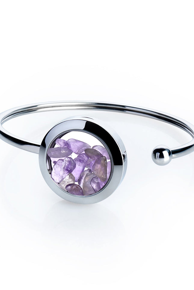 My Little Nature I Amethyst Crystal Cuff Bracelet – Handmade Stainless Steel Jewelry for Inner Peace and Strength