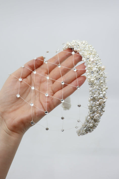 Eva Oherjus I Blanca Pearl Crown with Pearl or Crystal Veil