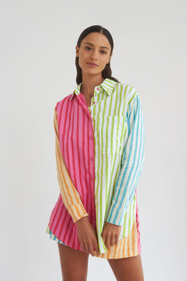 State Of Georgia I THE SUNNY SIDE UP SHIRT - MULTI COLOUR STRIPES