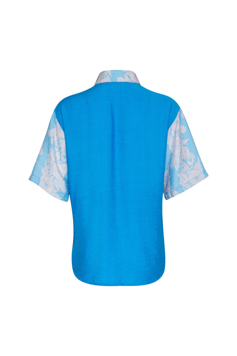 State Of Georgia I THE OHANA BUTTON UP SHIRT - HIBISCUS BLUE
