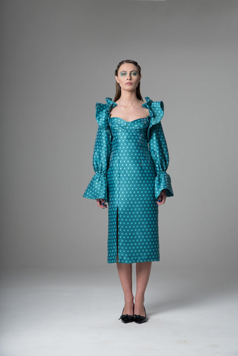 Psychedelic Overdose | Sukienka midi z falbaną Sunny