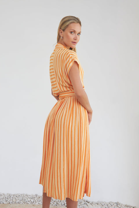State Of Georgia I THE POINT DRESS - ORANGE FILM STRIPE