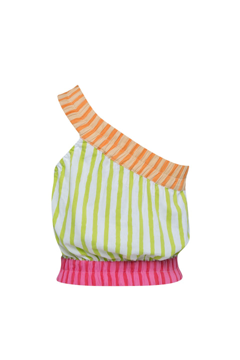 State Of Georgia I THE SUNNY SIDE UP ELASTIC CROP TOP - MULTI COLOUR STRIPES