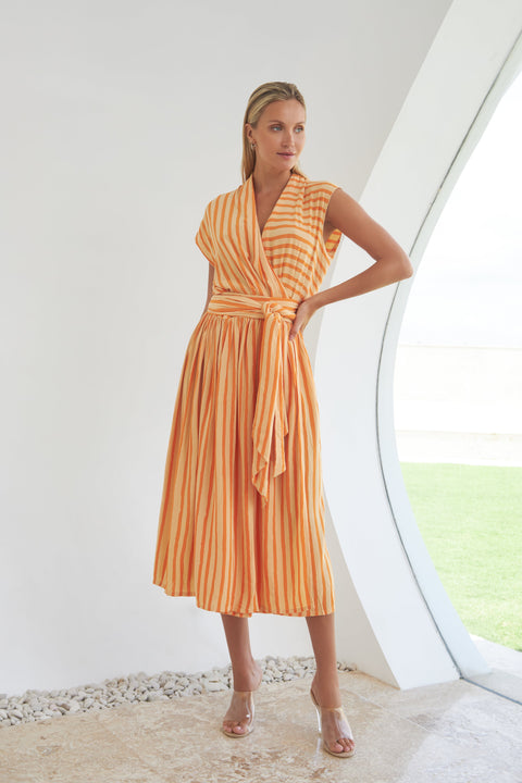 State Of Georgia I THE POINT DRESS - ORANGE FILM STRIPE