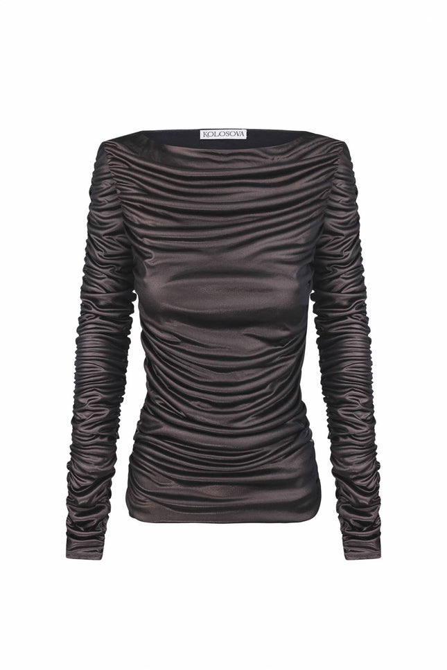 Kolosova | Bronze longsleeve with drape