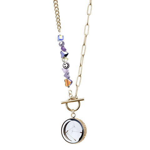 My Little Nature I Dandelion Seeds Gold Plated Artisan Necklace With Joyful Beaded Chain