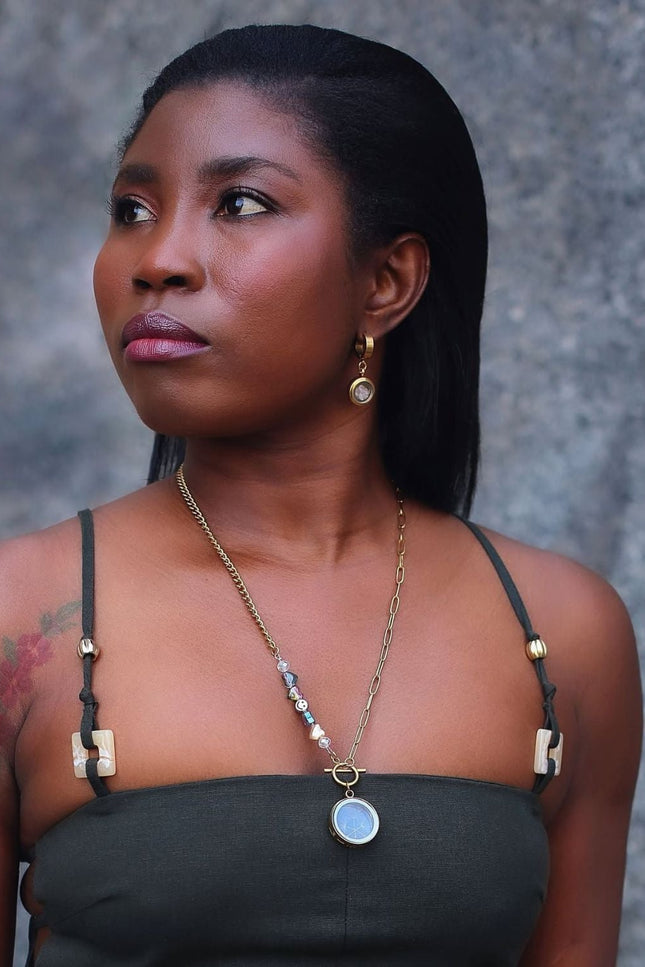 My Little Nature I Dandelion Necklace With Beaded Gold Plated Toggle Clasp Chain