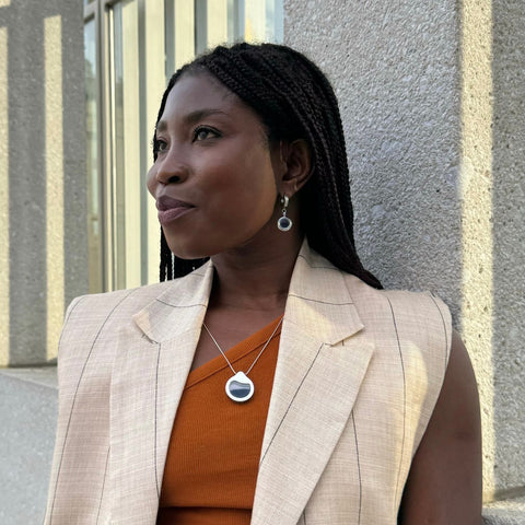 My Little Nature I Dangle Huggie Earrings With Volcanic Sand