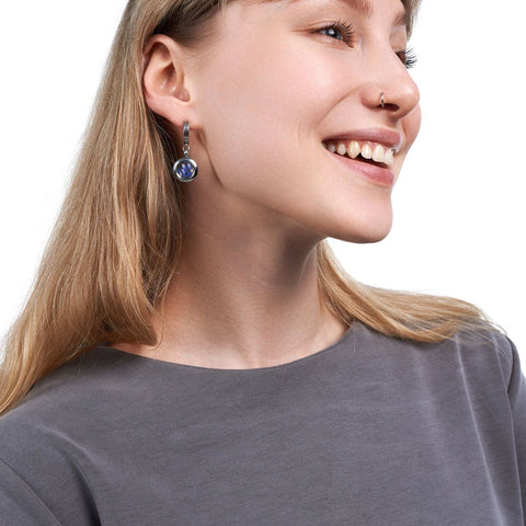 My Little Nature I Dangle Huggie Earrings With Lavender Flower