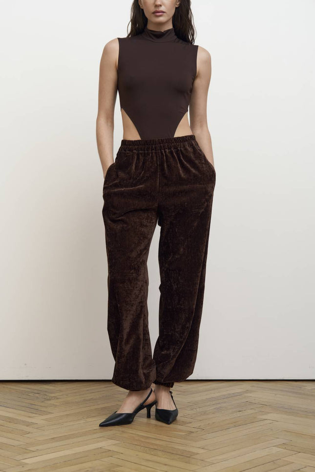 Kolosova | Velvet Elastic Waist Trousers