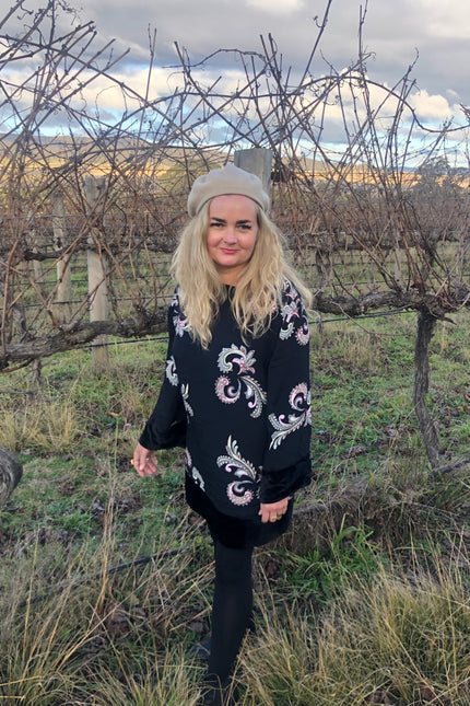 Violet Fish I Sasha Dress - Paisley Black