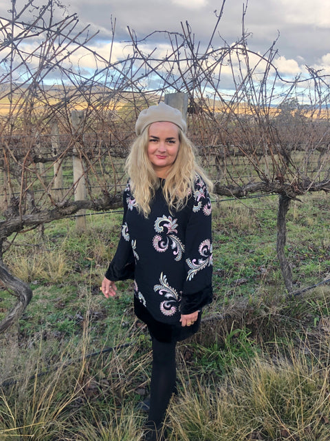 Violet Fish I Sasha Dress - Paisley Black