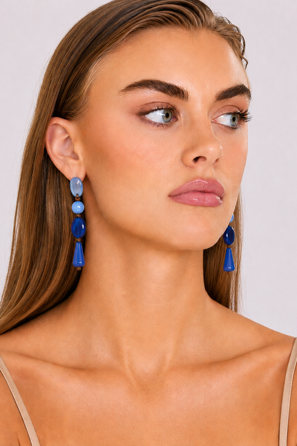 Rachel Lightweight Shades Of Blue Resin Drop Earrings