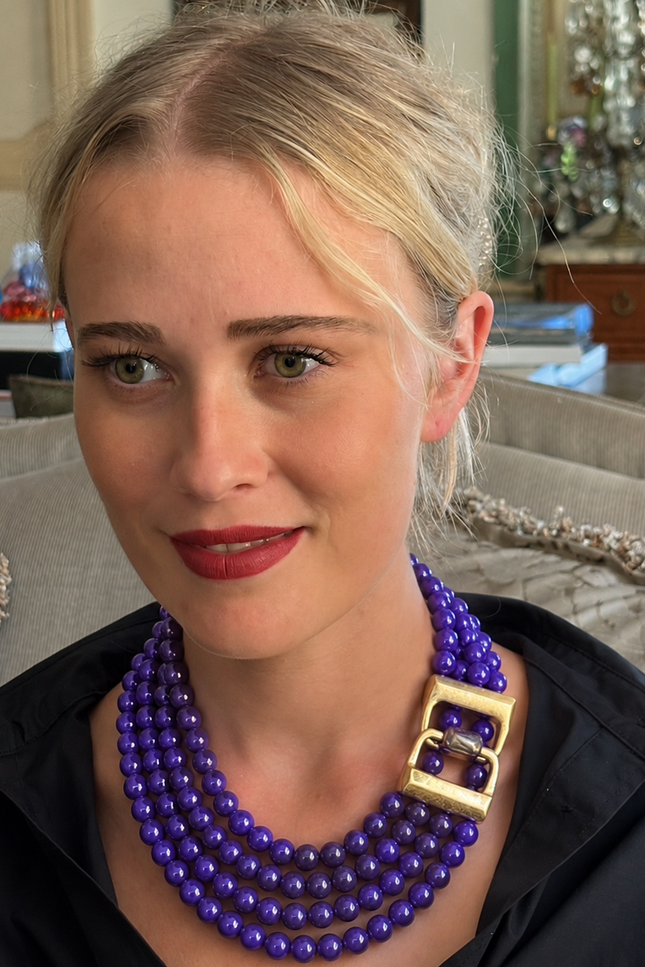 Michael Nash Jewelry | Irena Four Strand Amethyst Resin Bead Nesting Necklace