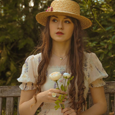 Poporcelain | Pierścionek z kwiatami śliwki Snow White