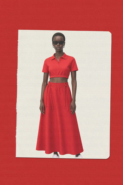 Enxhaline | Runa Red Skirt Set