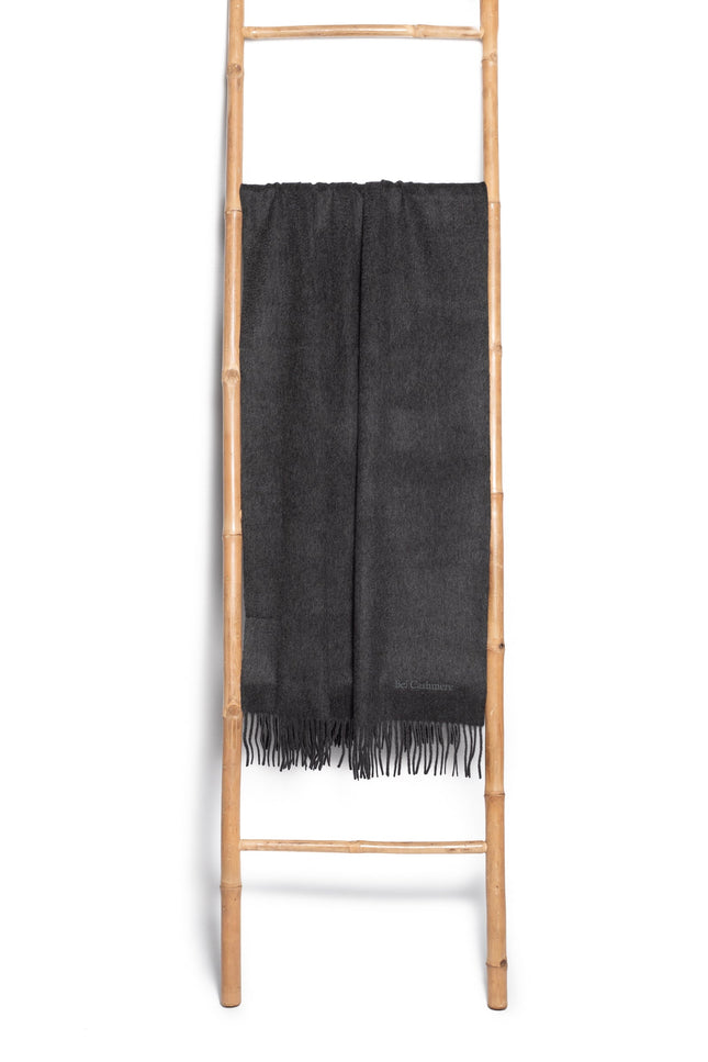 Bel Cashmere | Estola/ Bufanda grande con flecos gris oscuro