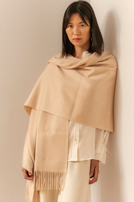 Bel Cashmere | Estola/ Bufanda grande con flecos beige