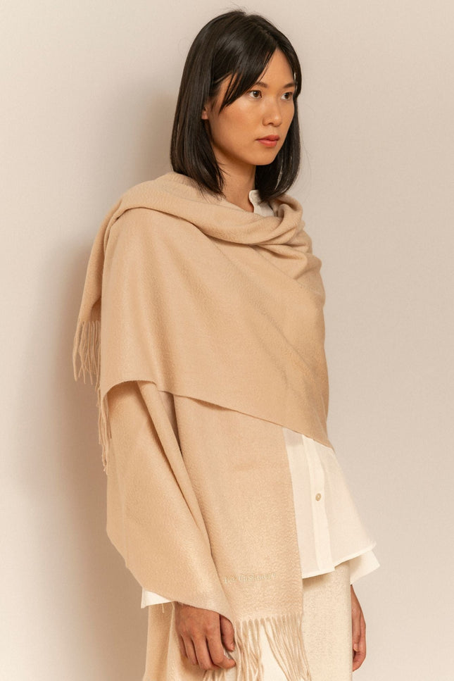Bel Cashmere | Estola/ Bufanda grande con flecos beige