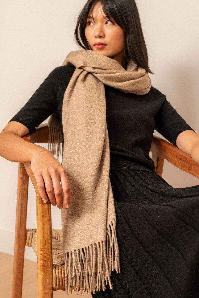 Bel Cashmere | Estola/ Bufanda grande con flecos orgánica