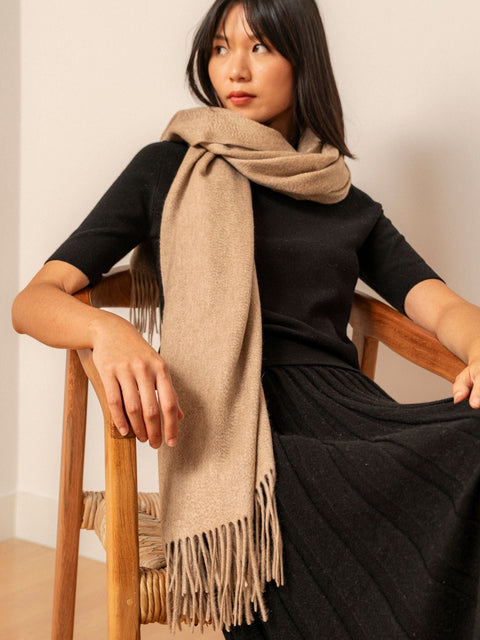 Bel Cashmere | Estola/ Bufanda grande con flecos orgánica