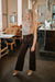 Etanna | High-Waisted Wide-Legged Trousers Dark Brown