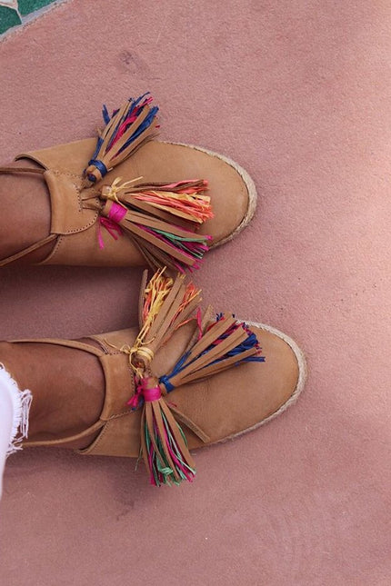 Entrudo | Espadryle Baçal Rafia camelowe