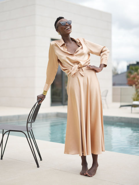 Bel Cashmere | spódnica Victoria z jedwabiu w kolorze latte