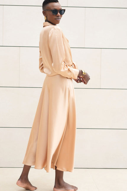 Bel Cashmere | Falda Victoria de seda latte