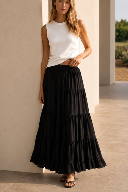 Bel Cashmere | Falda Colette de seda negra