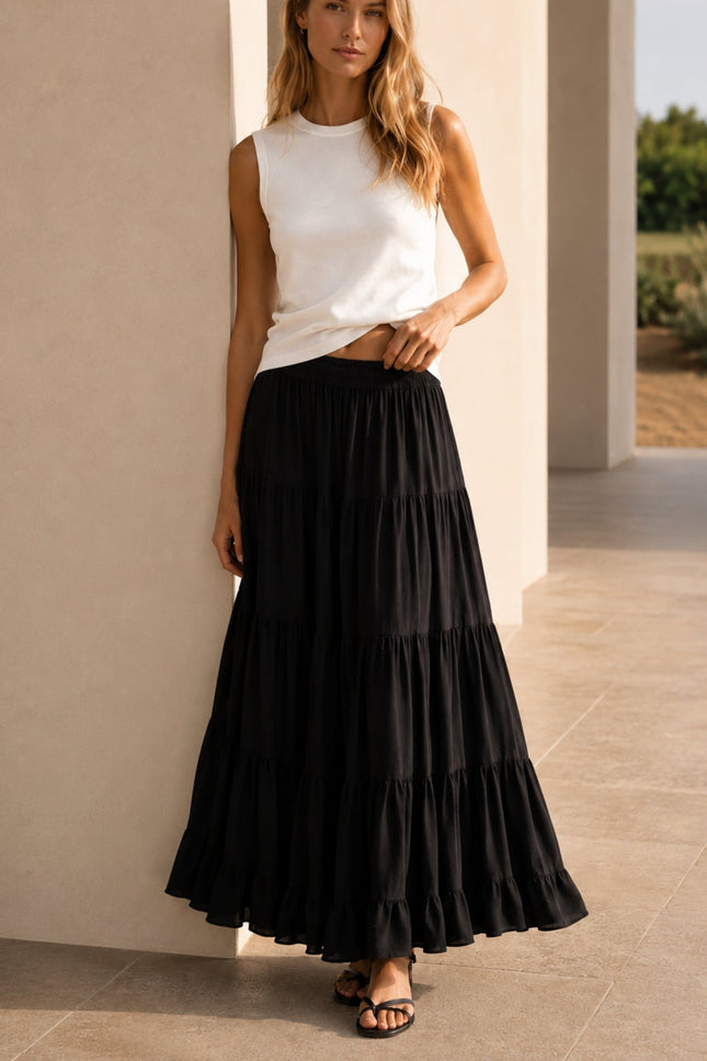 Bel Cashmere | Falda Colette de seda negra