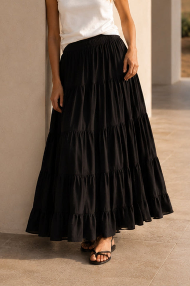 Bel Cashmere | Falda Colette de seda negra