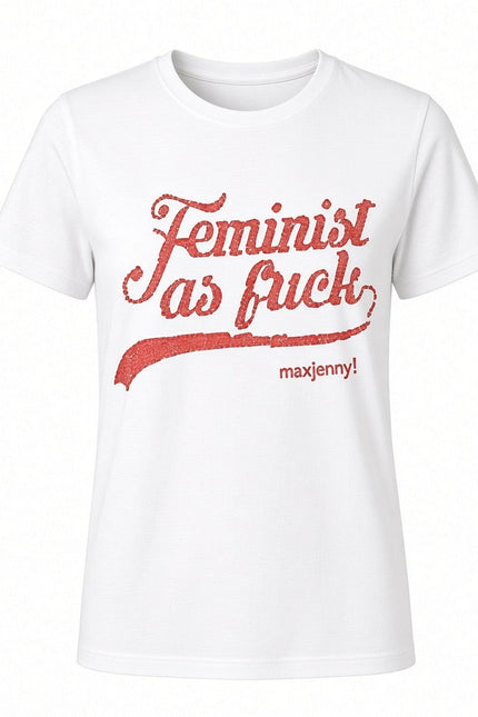Feminist as Fuck Dark Orange Swarovski Crystal T-Shirt – White