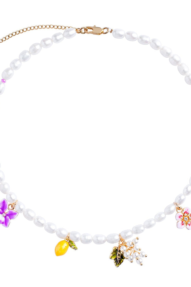 My Little Nature I Handmade Freshwater Pearl Necklace with Front Metallic Line – Elegant Jewelry Gift