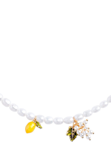 My Little Nature I Handmade Freshwater Pearl Necklace with Front Metallic Line – Elegant Jewelry Gift