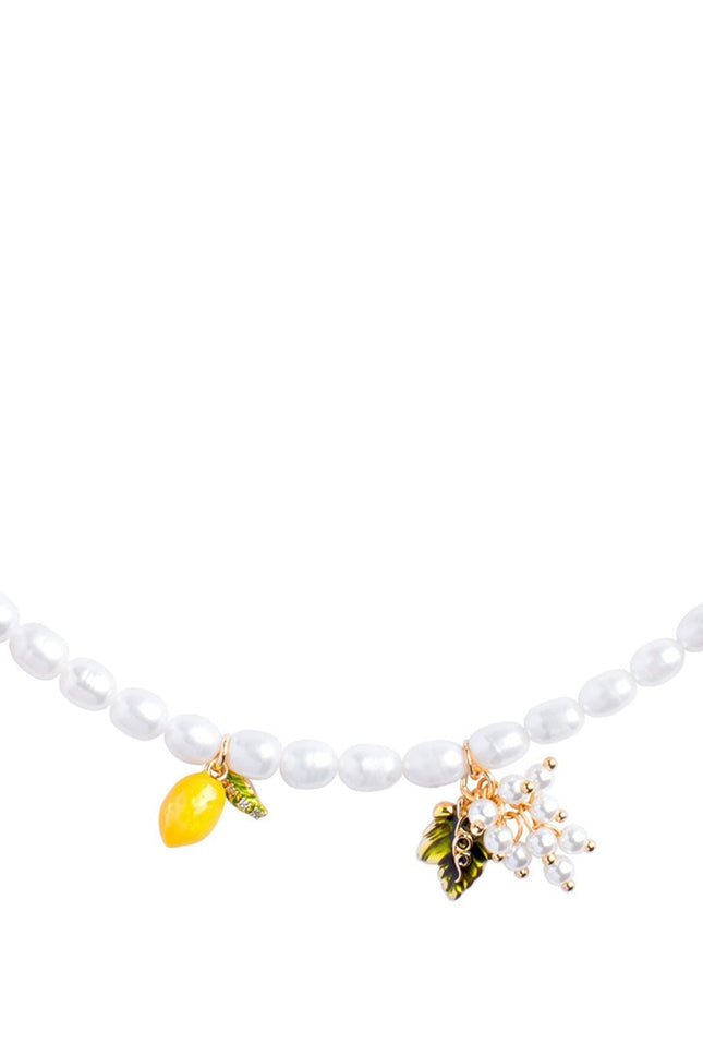 My Little Nature I Handmade Freshwater Pearl Necklace with Front Metallic Line – Elegant Jewelry Gift