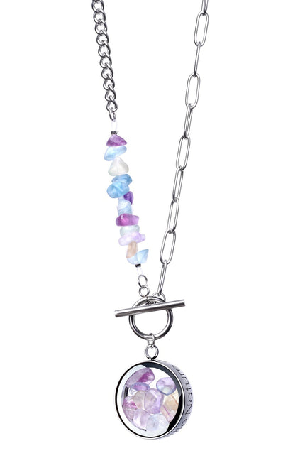 My Little Nature I Toggle Clasp Fluorite Necklace With Beaded Chain And Charm