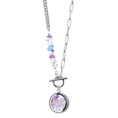 My Little Nature I Toggle Clasp Fluorite Necklace With Beaded Chain And Charm