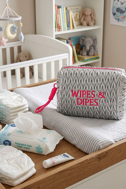 Silver LillyLovesLTD cosmetic wash bag with zipper closure, featuring a sleek, compact design for toiletries and cosmetics.