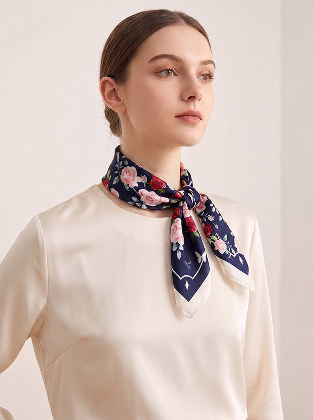 Nina Ho | French Rose Double-Sided Silk Scarf