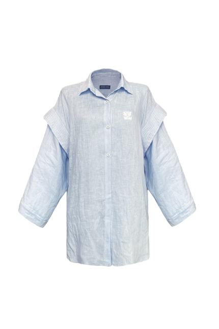 Soft Washed Oversized Shirt WING BLUE