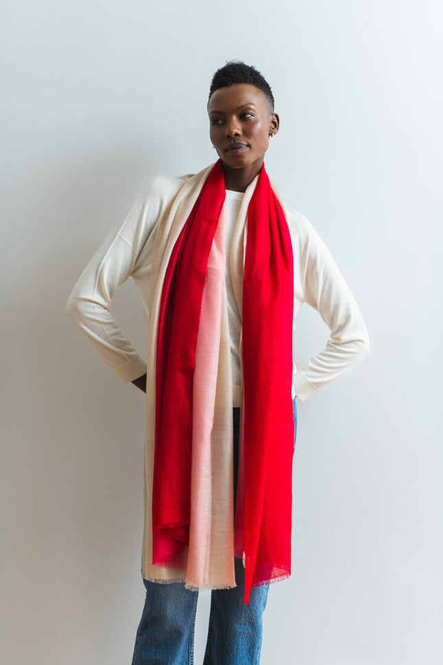 Bel Cashmere | Fular fino de cashmere rojo degradado