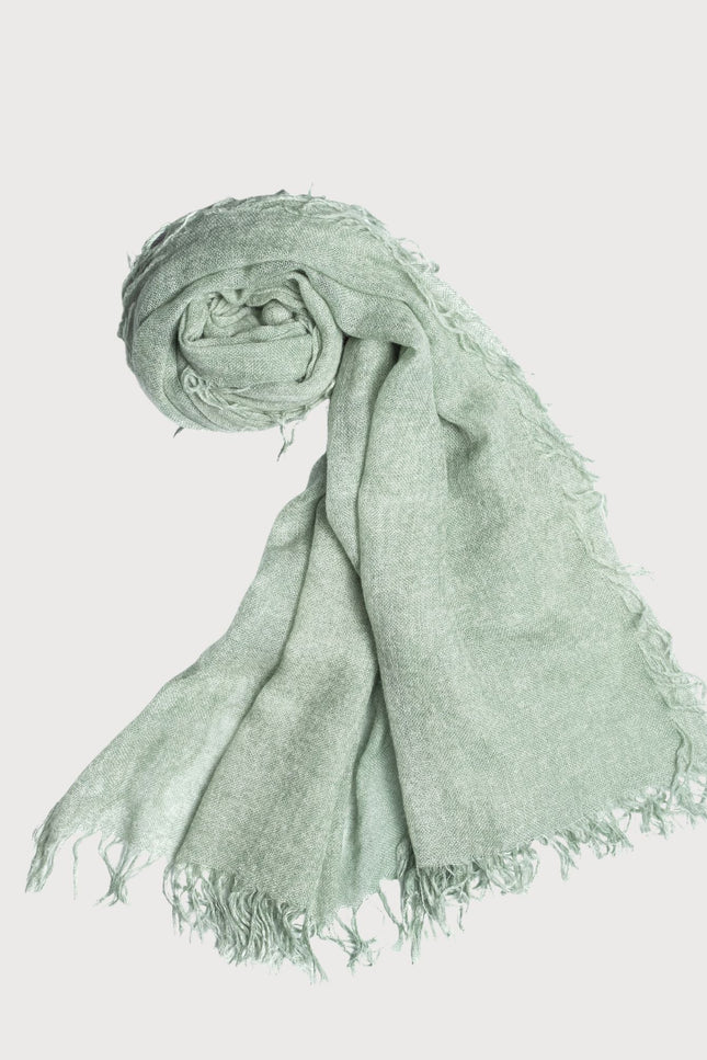 Bel Cashmere | Fular de cashmere fino con flecos verde menta