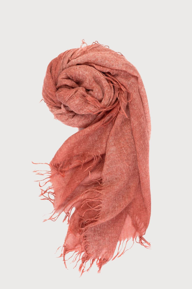 Bel Cashmere | Fular de cashmere fino con flecos rojo mineral