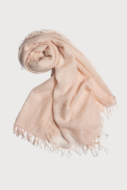 Bel Cashmere | Fular de cashmere fino con flecos rosa empolvado