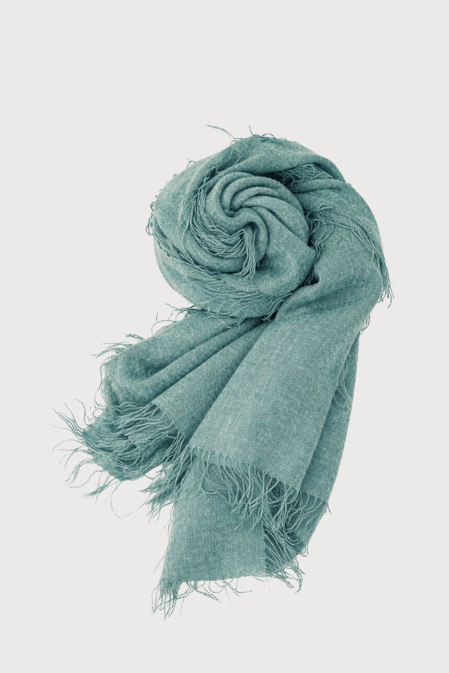 Bel Cashmere | Fular de cashmere fino con flecos verde