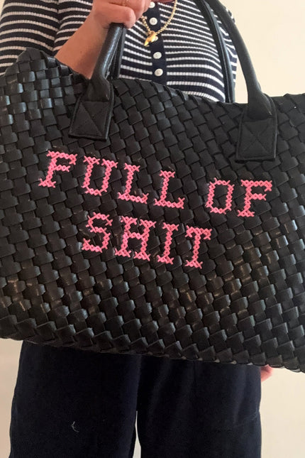 Vegan pink woven handbag by Lilly Loves featuring a textured design, stylish for casual and chic outfits.