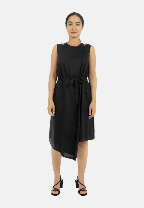 1 People | Funchal Asymmetric Wrap Dress Black