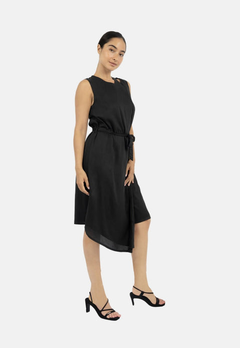 1 People | Funchal Asymmetric Wrap Dress Black